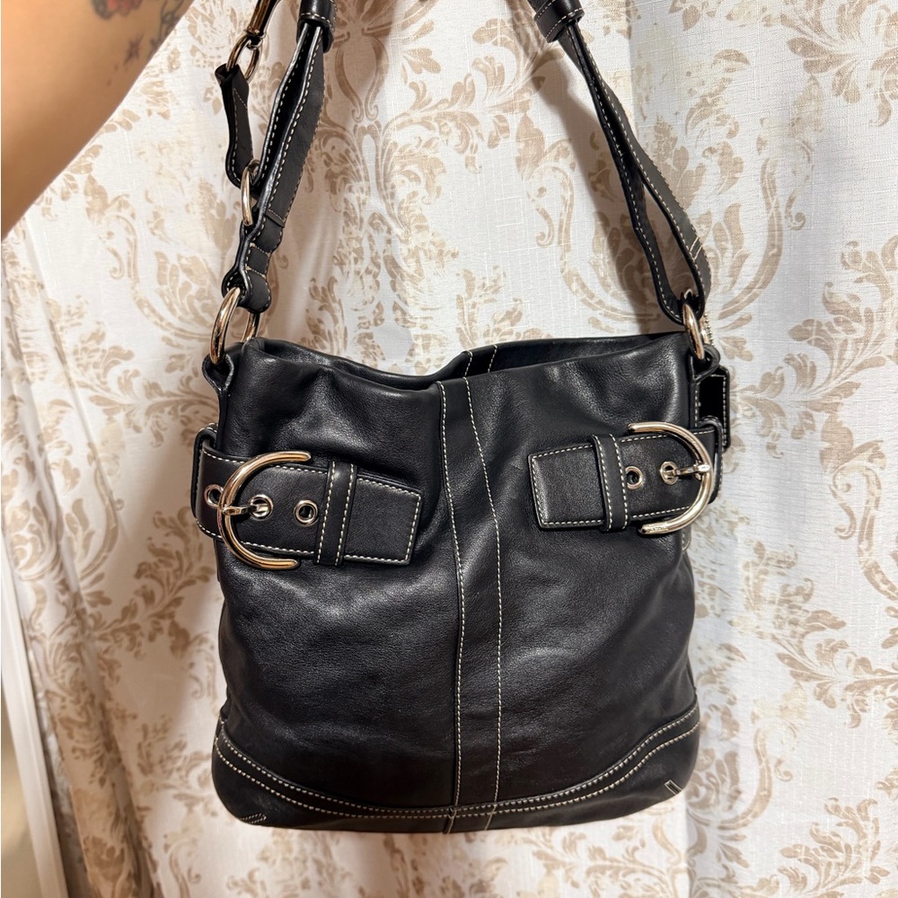 Vintage Coach Soho Duffle Shoulder Bag with Buckle Accents